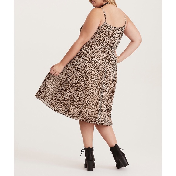 Torrid Leopard Print Chiffon Midi Dress Size 0 - Picture 3 of 8